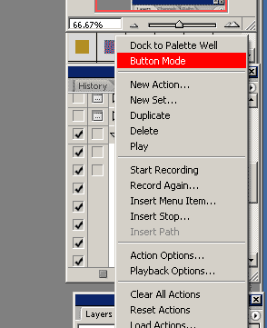 Чтобы представить палитру в таком виде, необходимо открыть список команд палитры и выбрать пункт Button Mode