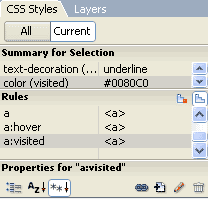 Новая панель CSS в Macromedia Dreamweaver 8